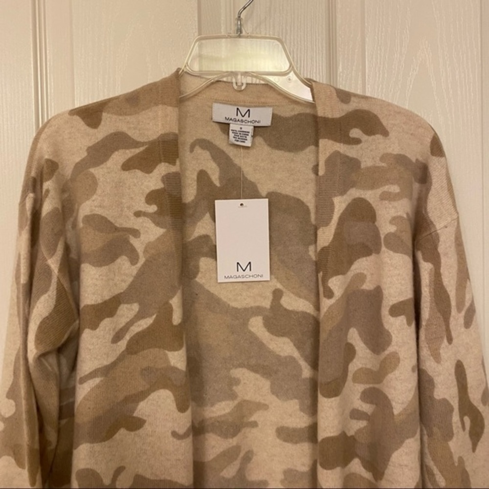MAGASCHONI Cashmere Camo Open Front Cardigan in Neutral Camo - Picture 5 of 12